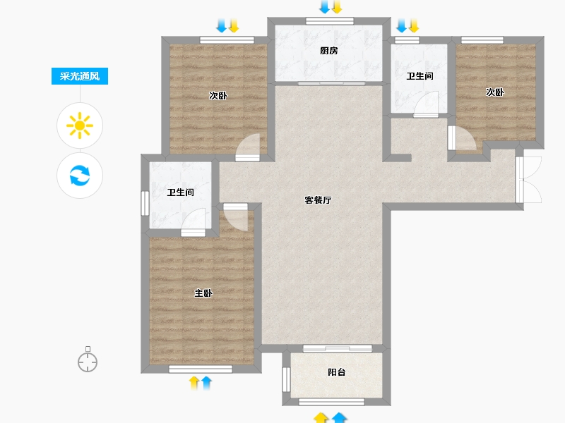 河北省-张家口市-天保京北健康城湖山大院-96.00-户型库-采光通风