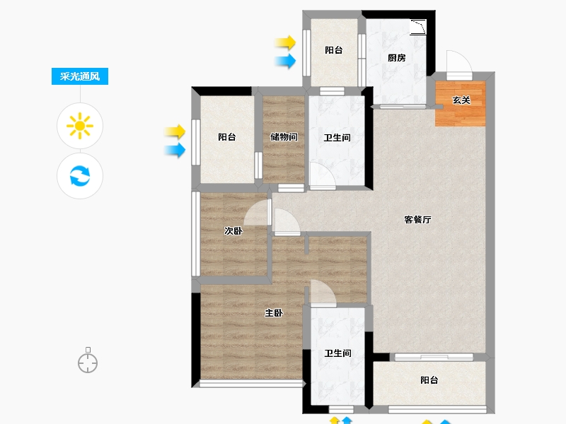 广东省-佛山市-金茂碧桂园正荣府-80.00-户型库-采光通风