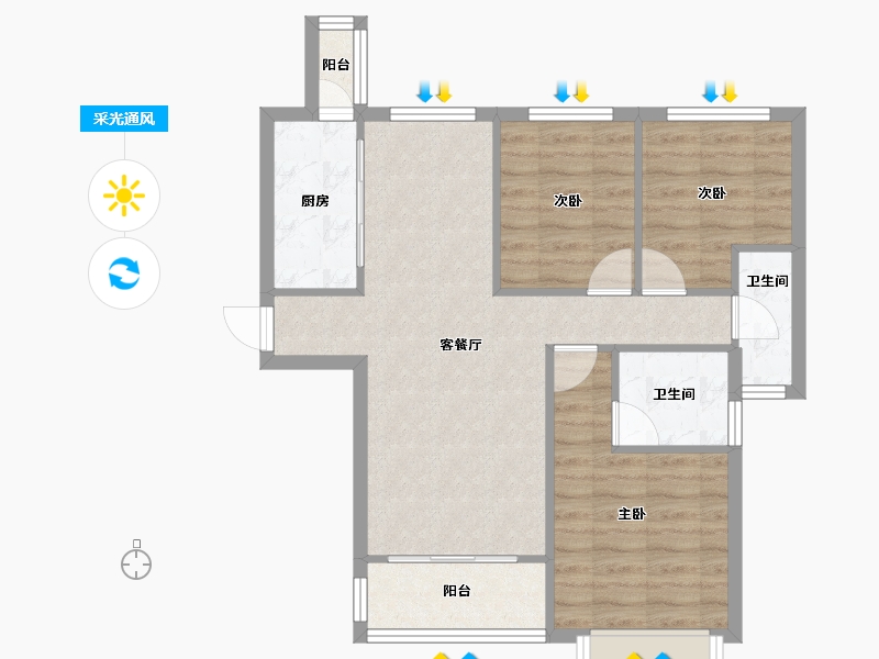 江苏省-无锡市-恒大城-70.09-户型库-采光通风