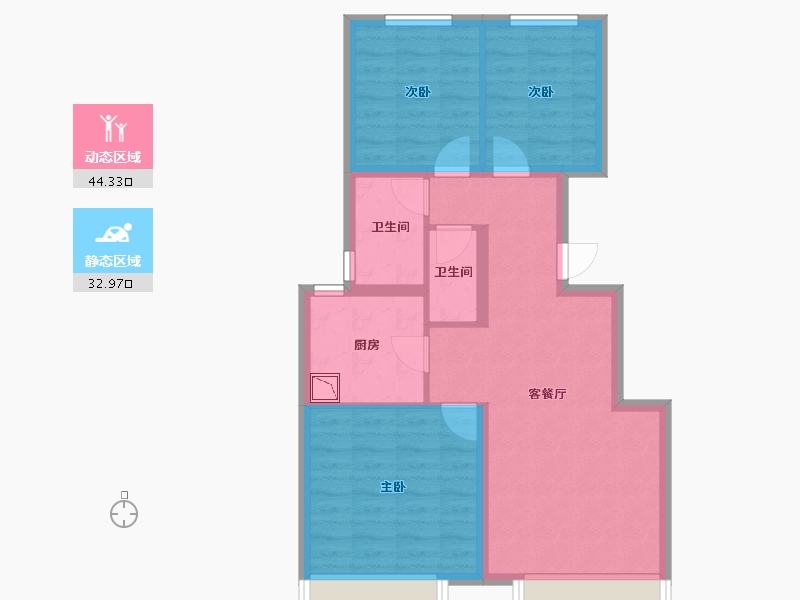 黑龙江省-哈尔滨市-万科·招商城市之光-68.38-户型库-动静分区