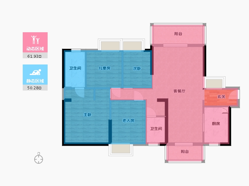 北京-北京市-海德・琥珀�_-100.30-户型库-动静分区