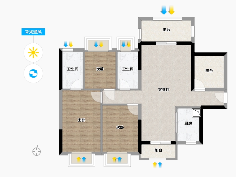 广东省-惠州市-华邦星光里-83.24-户型库-采光通风