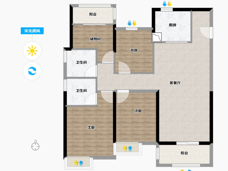 安徽省-合肥市-四季海棠-121.01-户型库-采光通风