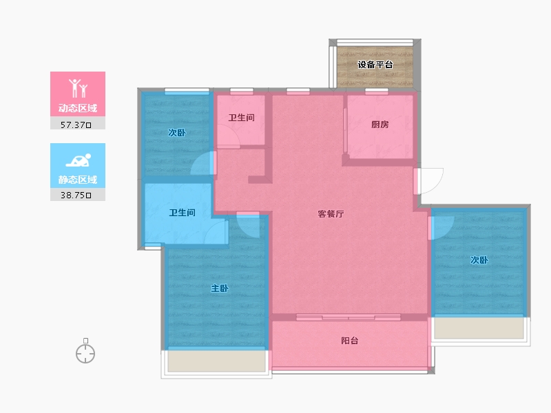 江苏省-苏州市-海胥澜庭-89.27-户型库-动静分区