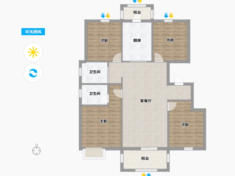 江苏省-宿迁市-泗阳东方红郡-109.76-户型库-采光通风