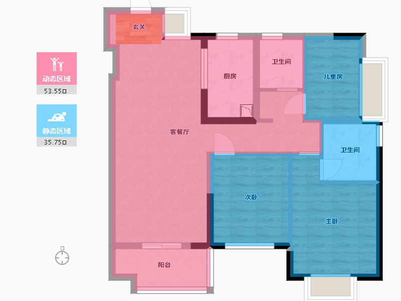 广东省-惠州市-嘉鸿新城博雅府-79.20-户型库-动静分区