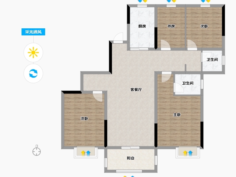 江苏省-盐城市-红堡庄园-134.00-户型库-采光通风