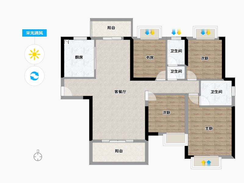 湖北省-恩施土家族苗族自治州-建始・众信・悦融湾-107.72-户型库-采光通风