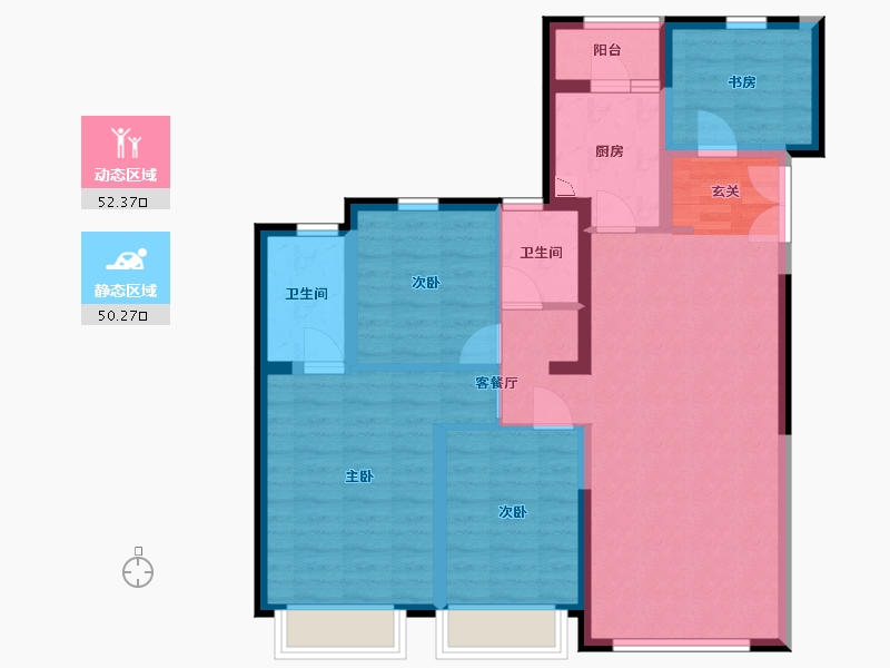 陕西省-西安市-蓝光雍锦湾-91.06-户型库-动静分区