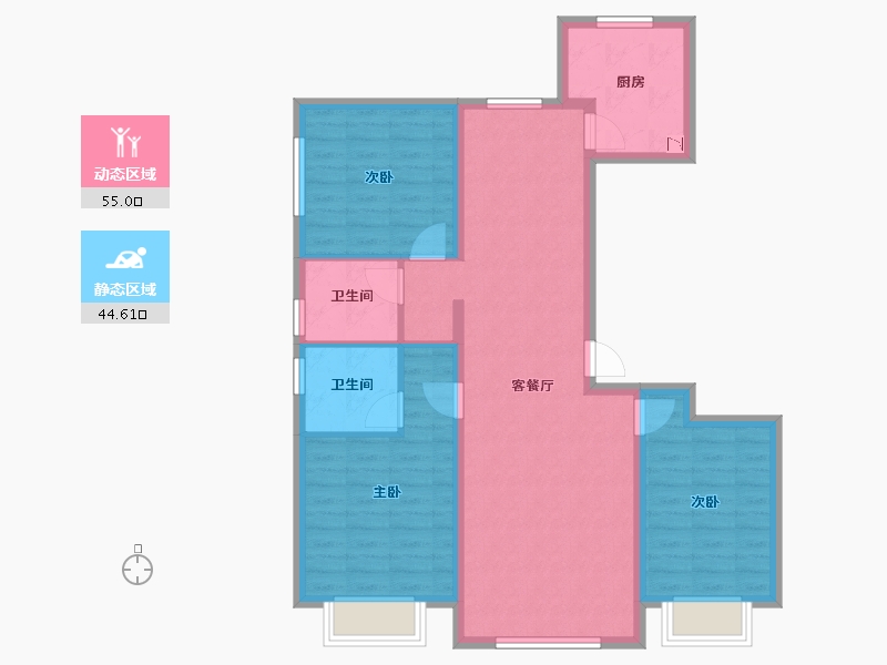 北京-北京市-北京城建・府前龙樾-88.95-户型库-动静分区