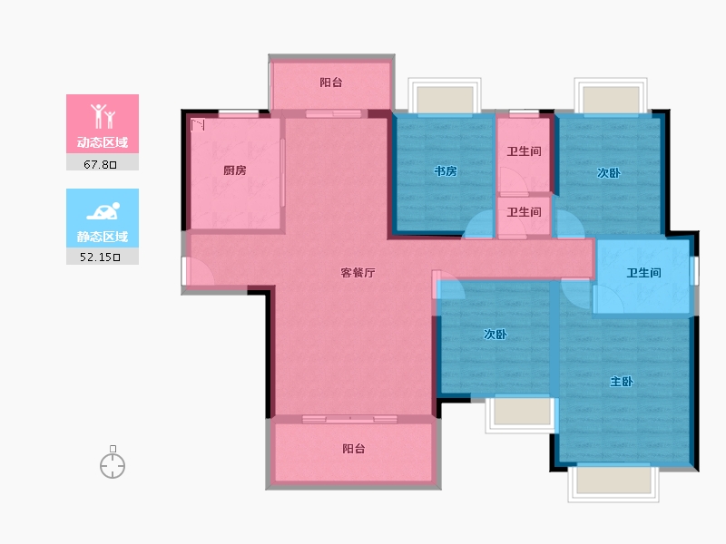 湖北省-恩施土家族苗族自治州-建始・众信・悦融湾-107.72-户型库-动静分区