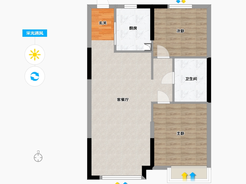 黑龙江省-哈尔滨市-恒大�B庭三期-74.40-户型库-采光通风