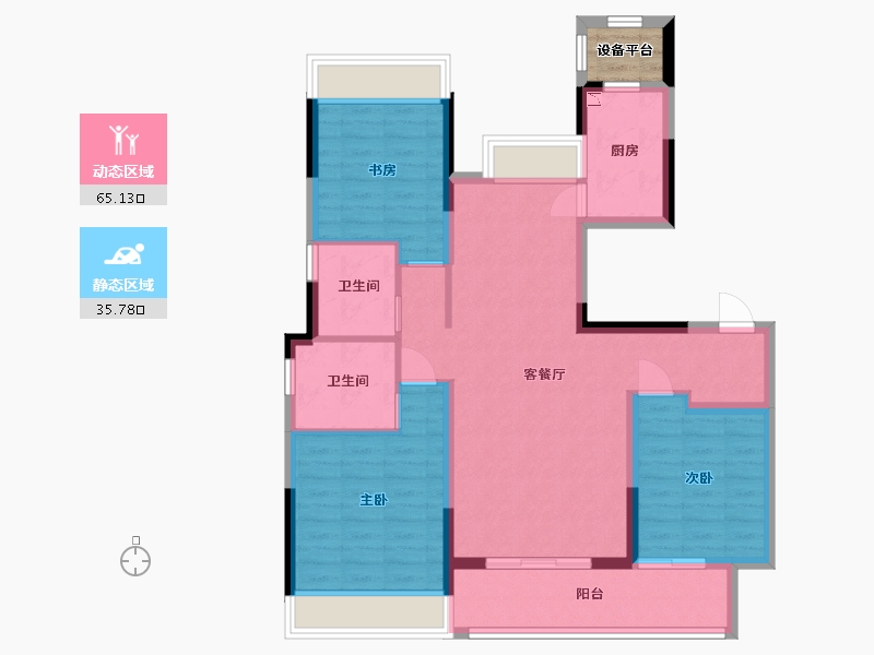 江苏省-扬州市-万达・西区CLASS-91.99-户型库-动静分区