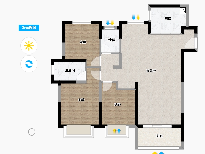 江苏省-苏州市-公元壹号-90.00-户型库-采光通风