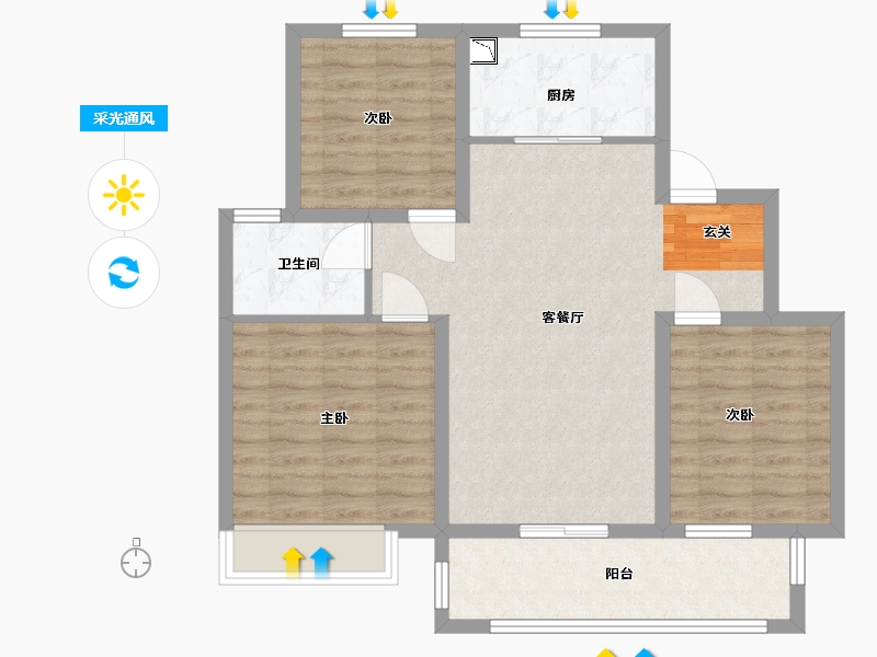 江苏省-扬州市-中海上东区-82.40-户型库-采光通风