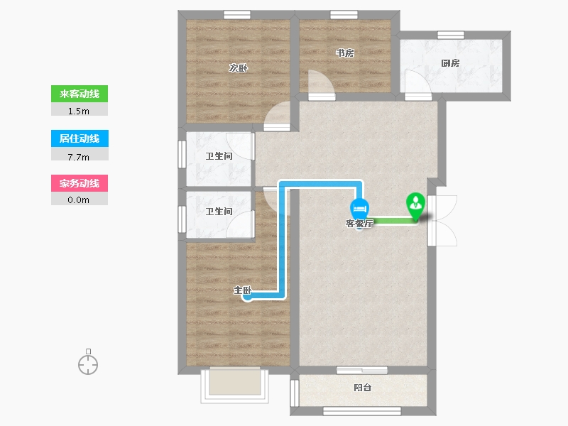 宁夏回族自治区-银川市-三鑫.如意苑-75.39-户型库-动静线