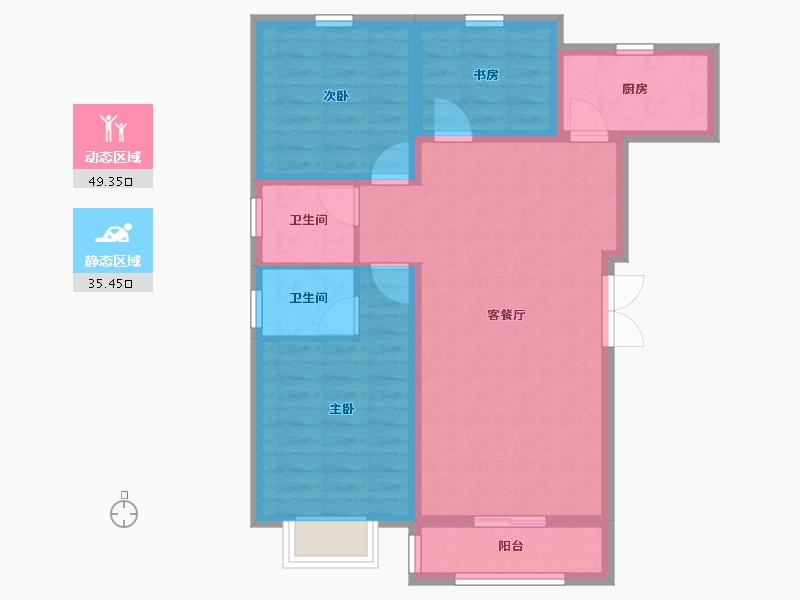 宁夏回族自治区-银川市-三鑫.如意苑-75.39-户型库-动静分区