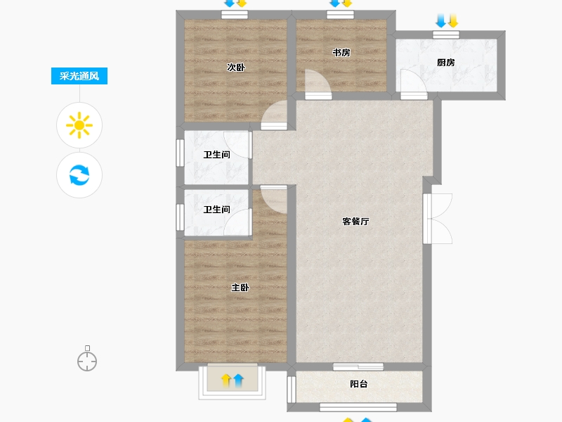 宁夏回族自治区-银川市-三鑫.如意苑-75.39-户型库-采光通风