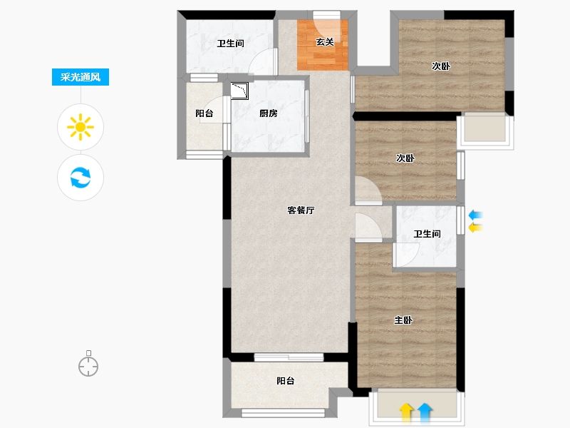 广东省-惠州市-海伦堡・海伦逸居-72.02-户型库-采光通风