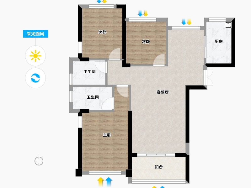 福建省-福州市-贵安新天地贵尊苑-83.50-户型库-采光通风