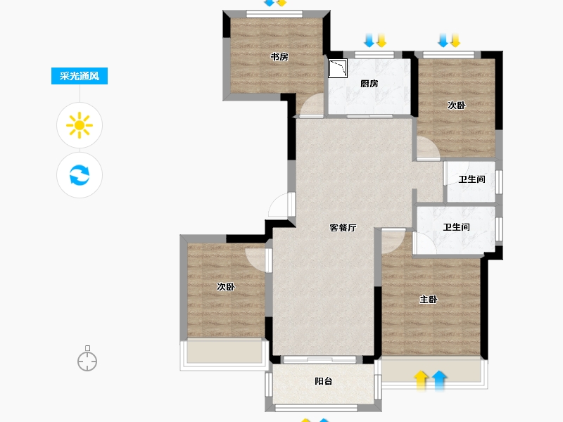 浙江省-嘉兴市-玖龙府-83.14-户型库-采光通风