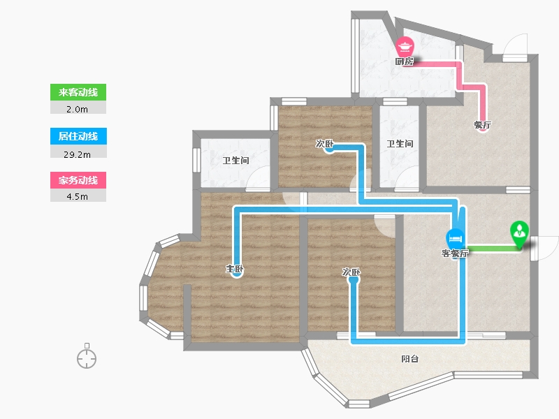 重庆-重庆市-南坪景苑-95.63-户型库-动静线