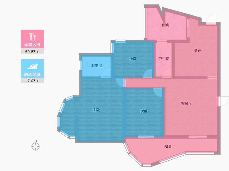 重庆-重庆市-南坪景苑-95.63-户型库-动静分区