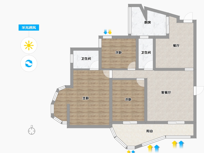 重庆-重庆市-南坪景苑-95.63-户型库-采光通风