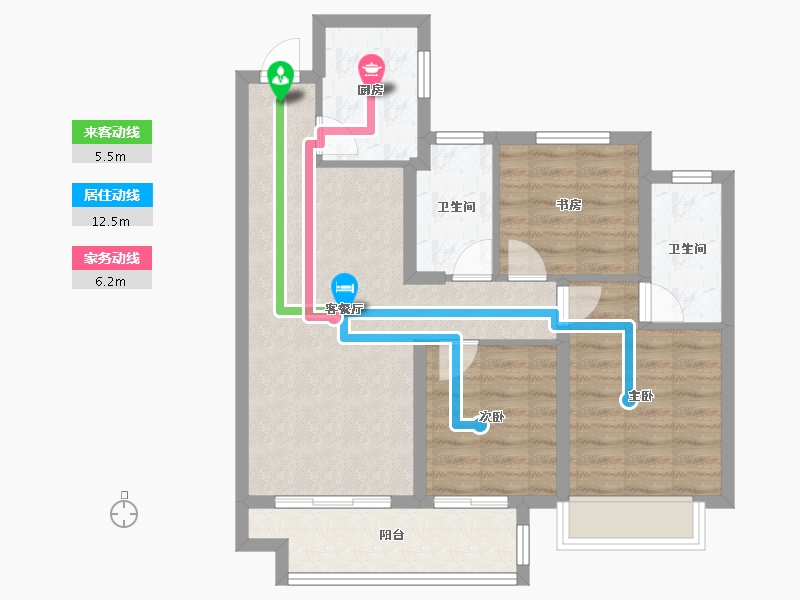 江苏省-徐州市-千禧城-76.87-户型库-动静线