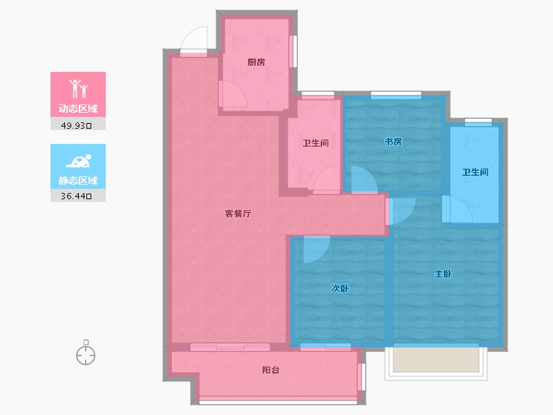 江苏省-徐州市-千禧城-76.87-户型库-动静分区