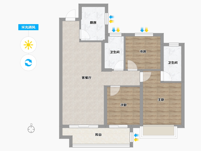 江苏省-徐州市-千禧城-76.87-户型库-采光通风