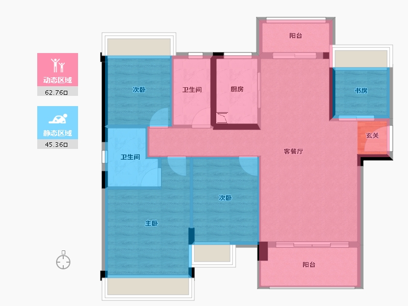 广东省-惠州市-祥兴江畔花园-97.55-户型库-动静分区