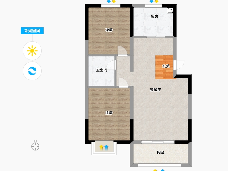 河北省-石家庄市-碧桂园云樾风华-69.60-户型库-采光通风