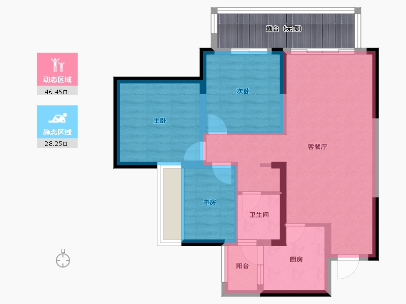 四川省-德阳市-金科集美水岸-74.20-户型库-动静分区