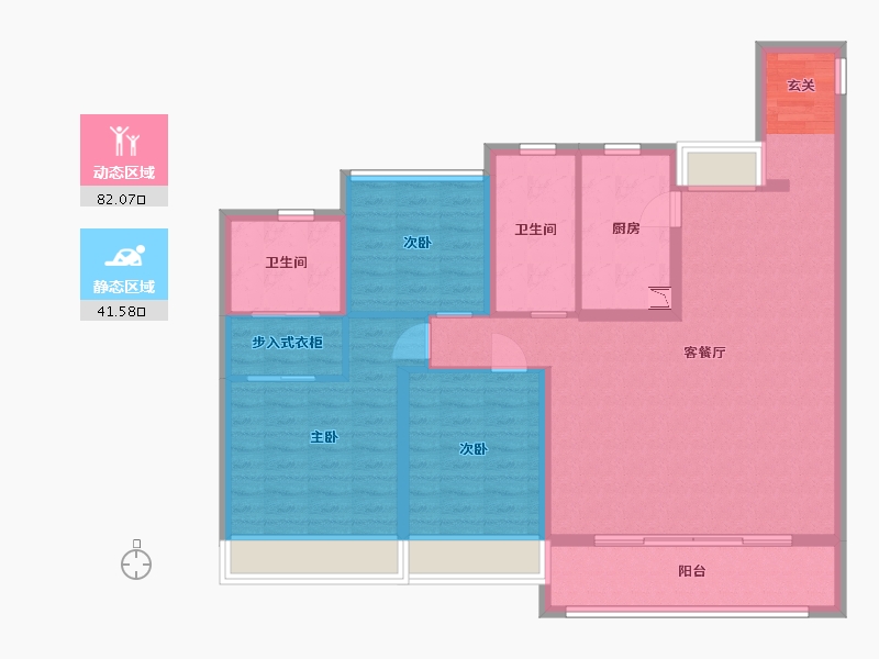 江苏省-苏州市-中国铁建・吴韵青秀-111.20-户型库-动静分区