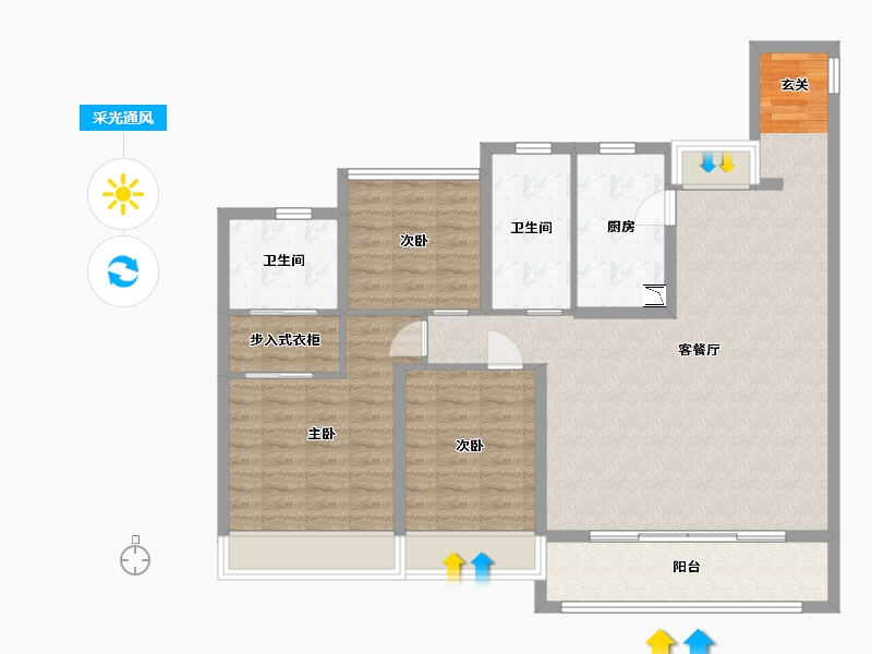 江苏省-苏州市-中国铁建・吴韵青秀-111.20-户型库-采光通风