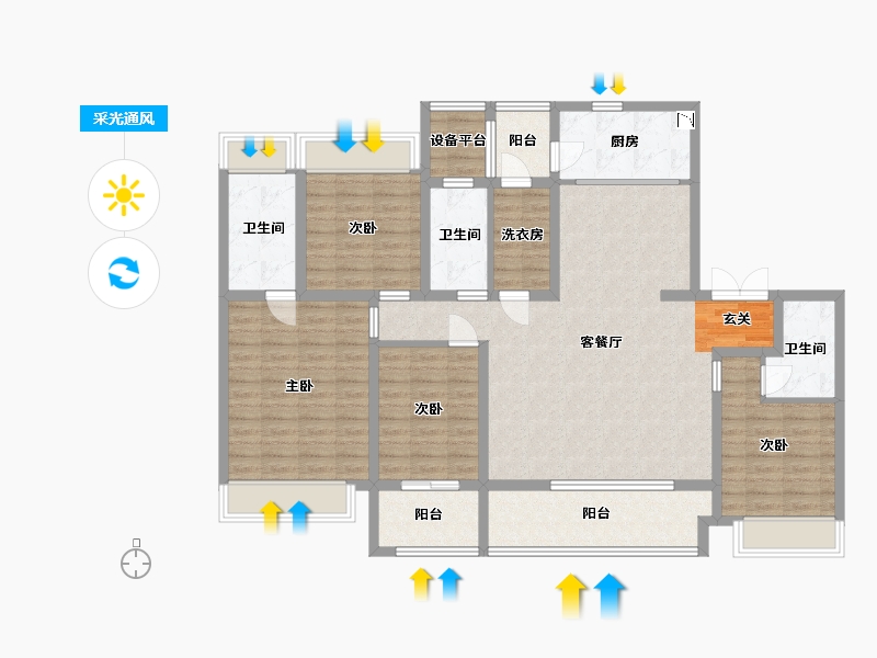 江苏省-扬州市-中信泰富锦辰-133.60-户型库-采光通风