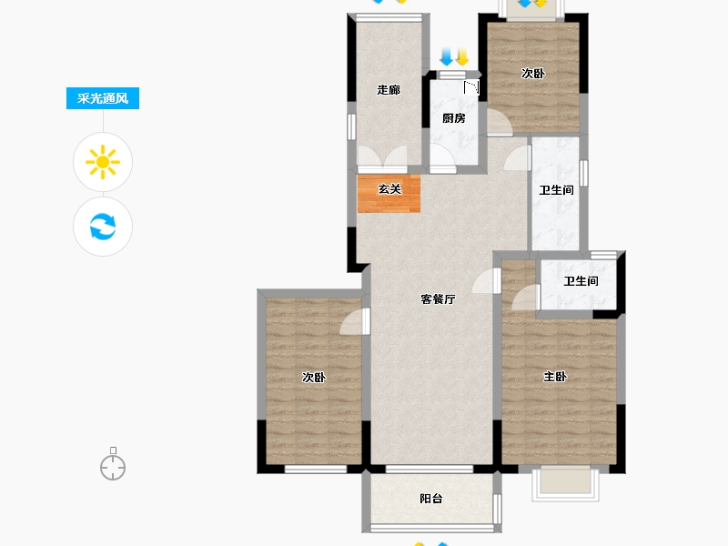 江苏省-扬州市-星地雅苑-104.80-户型库-采光通风