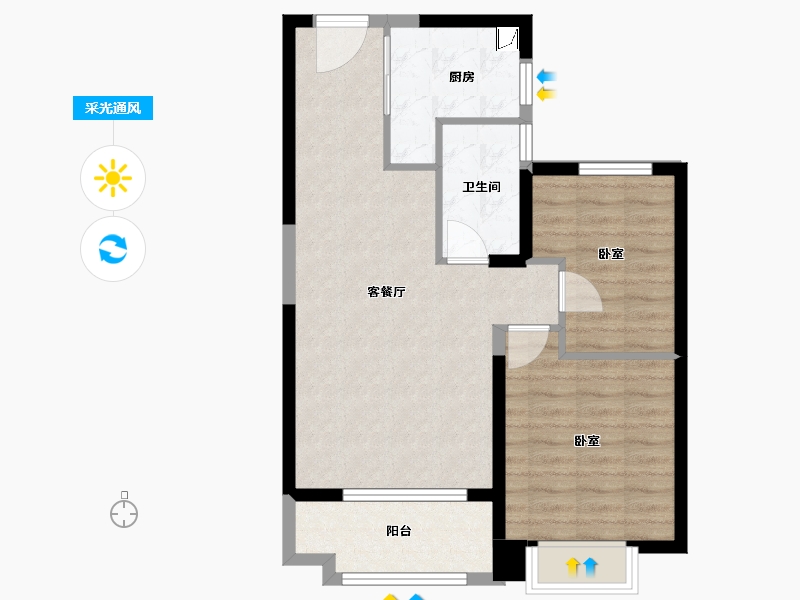 天津-天津市-碧桂园金誉府-68.70-户型库-采光通风