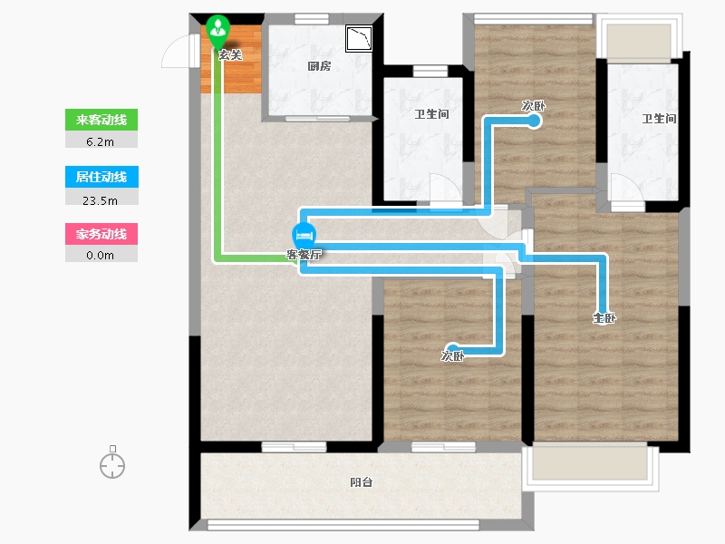 江苏省-苏州市-荷岸晓风花园-95.20-户型库-动静线