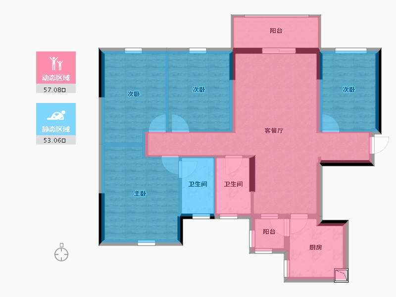 四川省-成都市-龙光玖龙府1期-98.41-户型库-动静分区