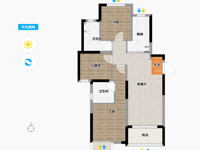 广东省-惠州市-新力玺园-85.00-户型库-采光通风