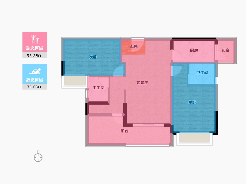 广东省-惠州市-奥园誉博府-75.45-户型库-动静分区