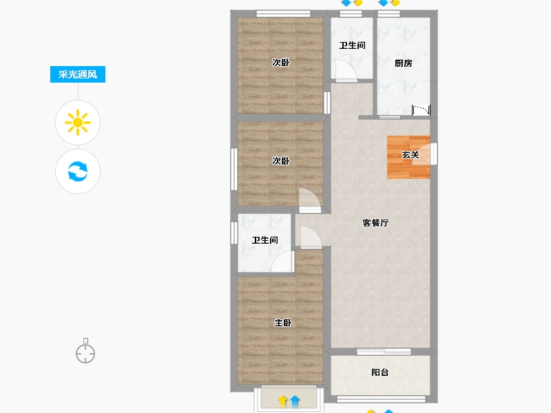 河北省-石家庄市-融创财富壹号-85.81-户型库-采光通风