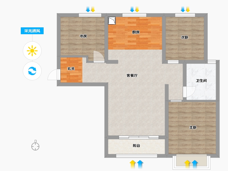 河北省-石家庄市-润江正定壹�院-81.61-户型库-采光通风