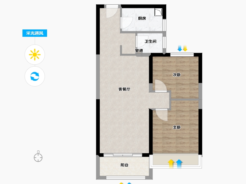 河南省-郑州市-亚星环翠居-67.20-户型库-采光通风