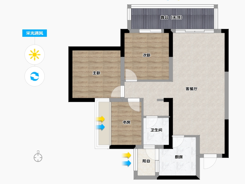 四川省-德阳市-金科集美水岸-74.20-户型库-采光通风