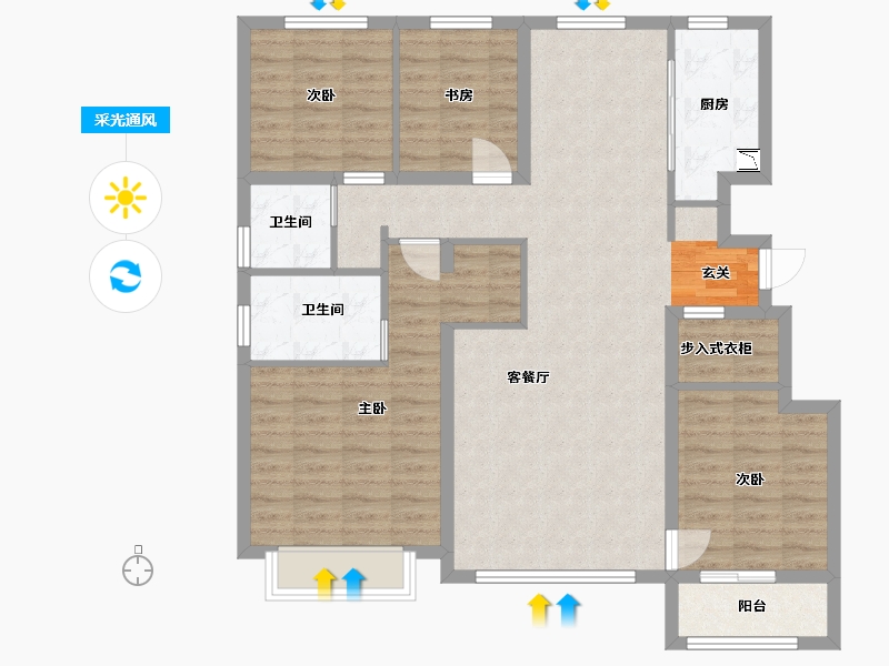 河北省-石家庄市-华润置地・万橡府-105.41-户型库-采光通风