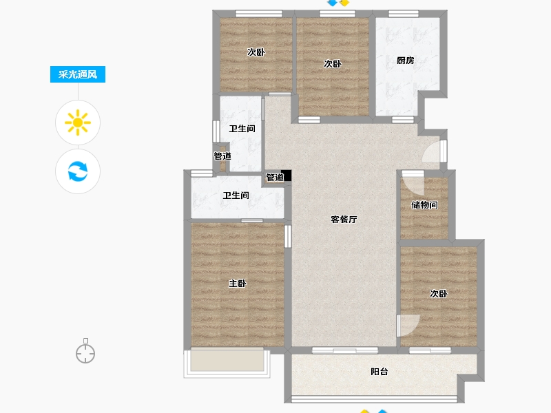 河南省-郑州市-龙湖・景粼玖序-105.60-户型库-采光通风