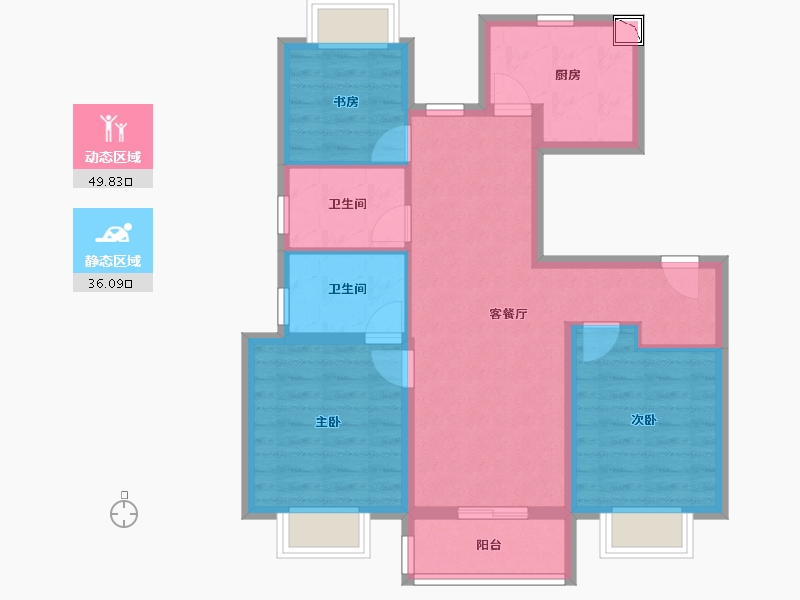 上海-上海市-中海汇德里-76.01-户型库-动静分区